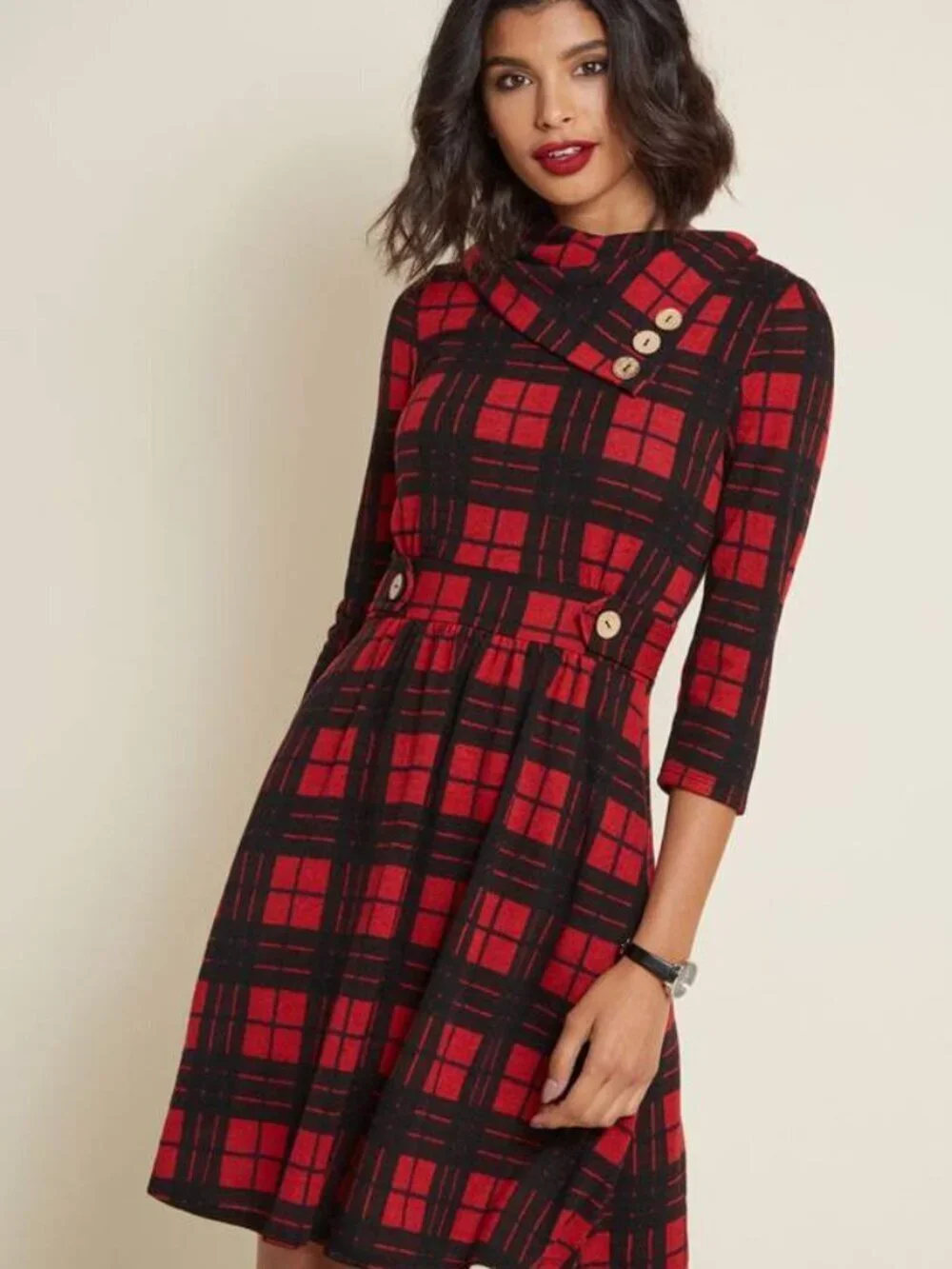 modcloth red plaid dress Vintage Plaid Dresses ModCloth